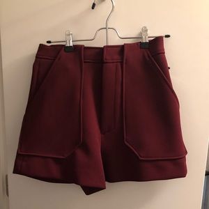 Zara Structured Burgundy Shorts